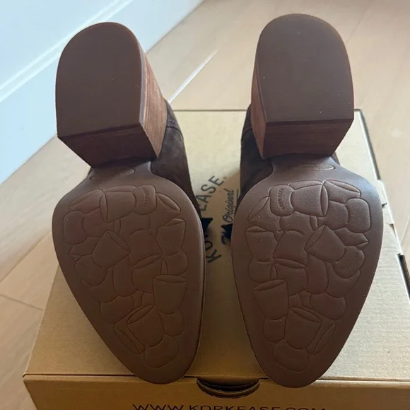 Kork-Ease Dark Brown Suede Block Heel Loafers - Picture 6 of 7